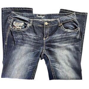 Amethyst Jeans Women Size 20 Bootcut Embellished Pockets Dark Wash Stretch Denim